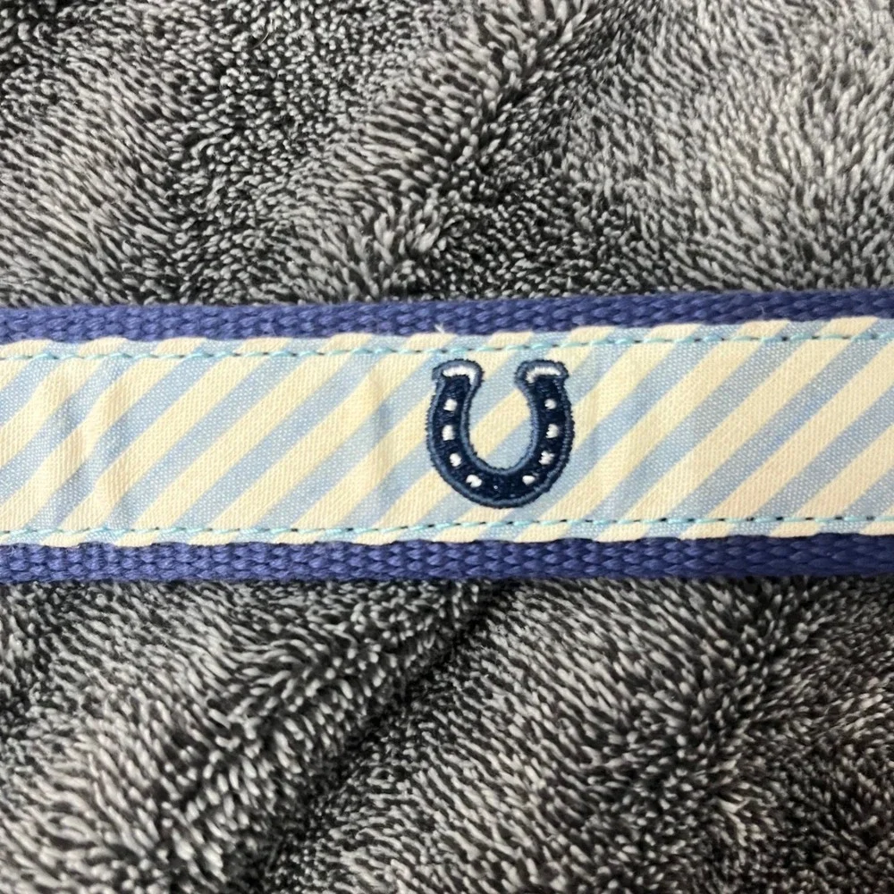 Vineyard Vines Mens 147th Kentucky Derby Horseshoe Canvas Leather Belt Blue 34